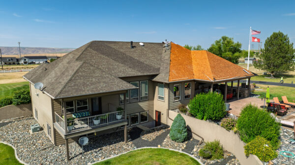 Russell Quality Roofing working on a residential roof repair in the Spokane, Lewiston area.