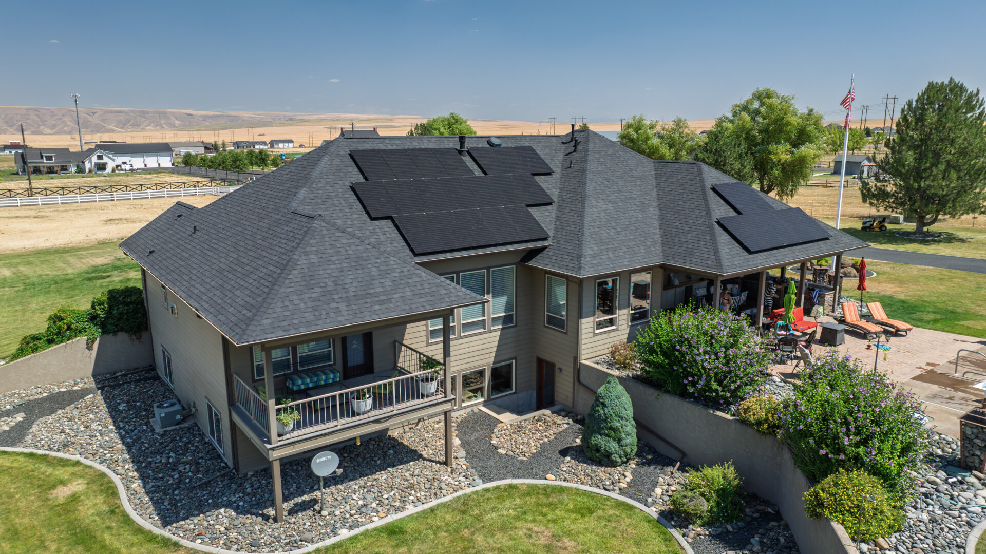 Completed roof installation by Russell Quality Roofing with solar panels installed afterwards